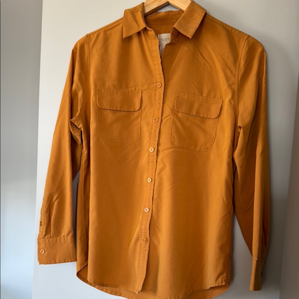 Chicos Golden Orange Button-Up Shirt